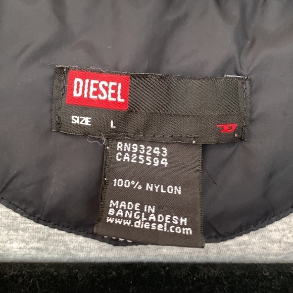 Diesel men’s black hooded windbreaker jacket, size Large - Picture 2 of 16